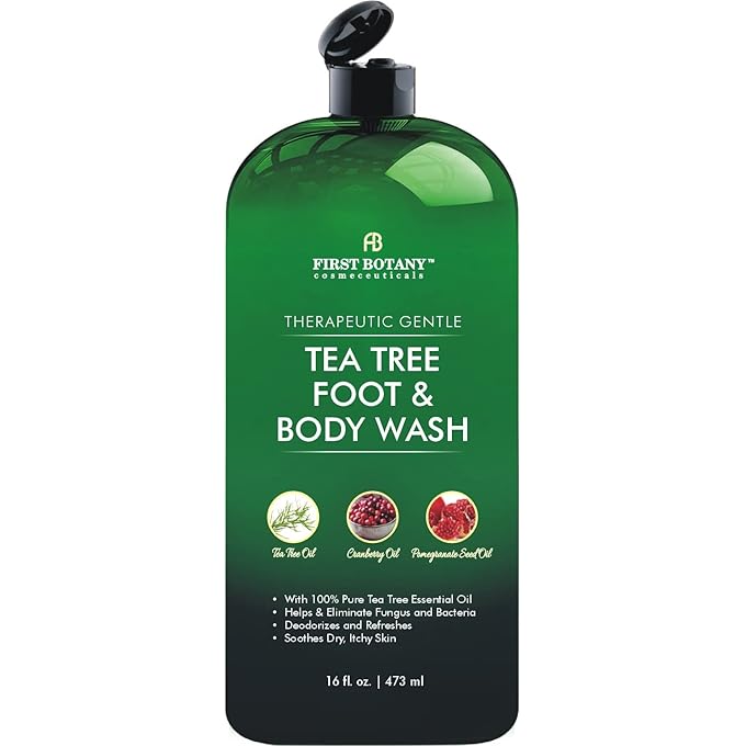 100% Natural Tea Tree Body Wash & Foot Wash - Fights with Corns, Calluses, Dandruff & Warts, Nail Issues, Athletes Foot, Ringworms, Acne treatment, Eczema & Body Odor, Jock Itch - 16 fl oz with